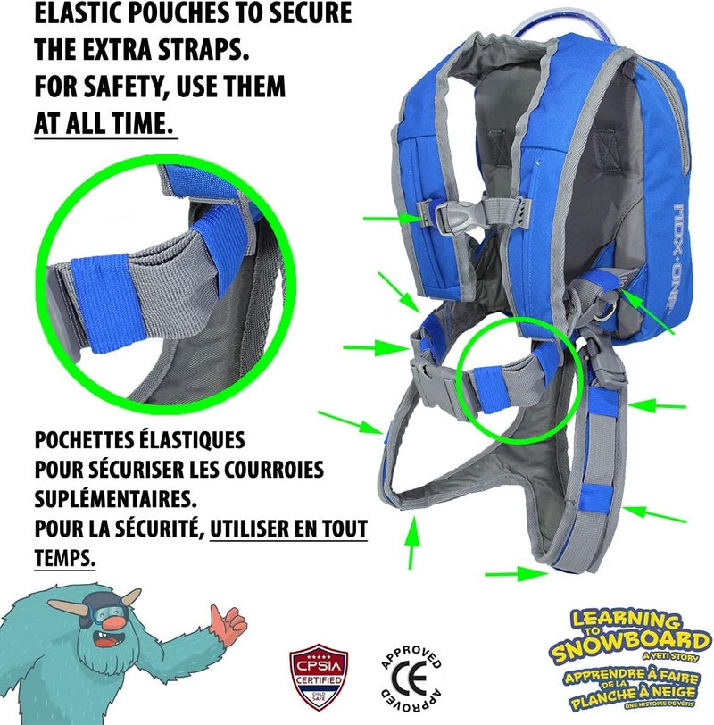 MDXONE Kids Ski & Snowboard Harness Trainer – Retractable Leash, Shock Bungees & Removable Seat - Image 2